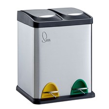 B-Ware SVITA TC2X8 16 Liter Abfalleimer Mülleimer Mülltrennung Edelstahl Silber