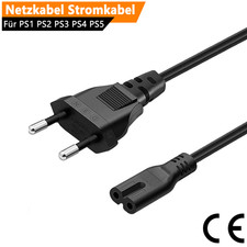 2m Stromkabel Netzkabel Konsole PS2 PS3 PS4 PS5 Xbox EU Kabel Kleingerätekabel