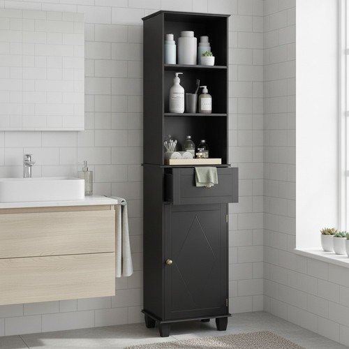 Badezimmer hochschrank schwarz - badezimmer,
