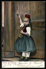 Mädchen in hessischer Tracht, Ansichtskarte 1907 