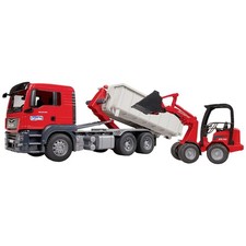 bruder LKW Modell MAN TGS mit Abrollcontainer + Schäffer Hoflader Fertigmodell