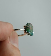 Chalama schwarzer Opal Ring Größe 55 Sterling Silber roher Opal