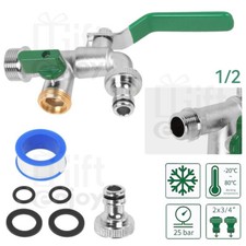 Doppel Wasserhahn Garten 1/2, 3/4 Zoll Anschluss Kugelhahn Messing Auslaufhahn