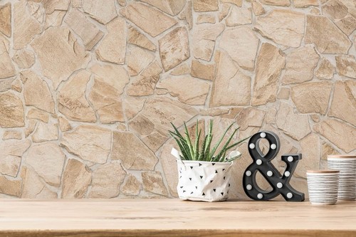 Vliestapete beige creme stein - creme,