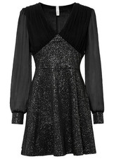 Paillettenkleid Gr. 36/38 Schwarz Silber Minikleid Partykleid Abend-Kleid Neu