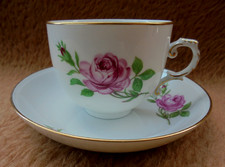 Fürstenberg Kaffeetasse mit Untertasse - rote Rose - TOP