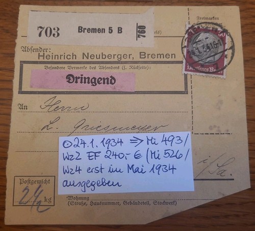 Karte paketkarte 703 bremen - karte,
