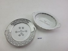 2x Porzellan Silber-Hochzeit Schale Teller Altwasser Durchbruchgriffe #257767