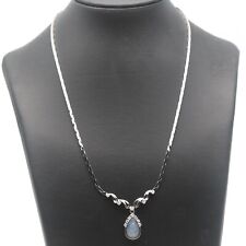 Collier 585 Gold 14 Karat Weißgold Opal Diamant 0,15 CT 40 cm Damen Wert 2390,-