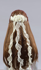 Kopfschmuck Haarschmuck  creme ivory beige Haarreif Haarkranz zum Kommunionkleid