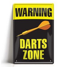Blechschild 20x30cm Warning Darts Zone Dartpfeil Warnschild Pub Bar Deko Schild