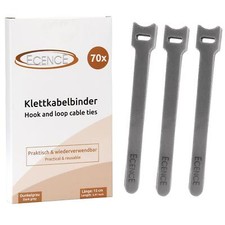 70er Set Klett-Kabelbinder Grau Klettverschluss Klettbinder Klettband