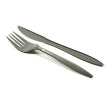 24 Einwegbesteck grau Plastik Geschirr Einweg Gabel Messer Ess Besteck