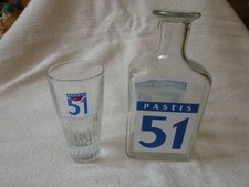 Pastis 51 Wasserkaraffe 18cm + 1 Glas 12cm Frankreich