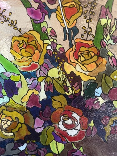 Rundes glasbild blumenstrauß - rundes,