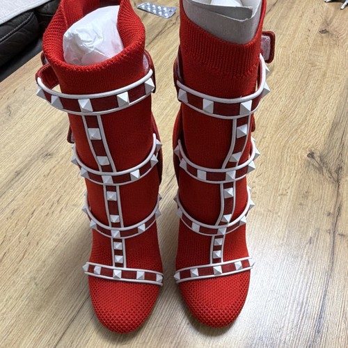 Damen stiefeletten rot weiß - damen,