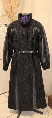 Vintage karakul leder mantel - &,