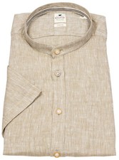 Pure Kurzarmhemd Slim Fit Stehkragen Leinen hellbraun - ohne OVP