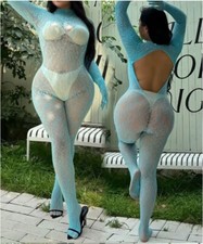 Zentai  Sexy Catsuit langarm Nylon Handschuhe S- L Nylon transparent Türkis