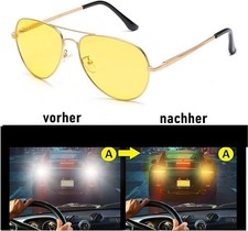Pilotenbrille Nachtsichtbrille für Autofahrer Nachtfahrbrille Nachtbrille Metall