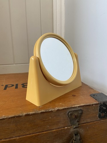 Vintage kosmetikspiegel gelb - vintage,