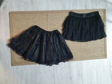 2x Tüllrock kurz schwarz 2 - 4 Lagen Stufenrock Spitze m. Unterrock Gr 38 40 42