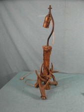 Geweihlampe Antik Tischlampe Lampenfuß Gehörn um 1920 Vintage Jäger Lampe A1c5