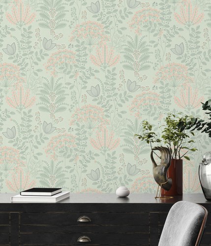 Tapete floral mit blättern - floral,