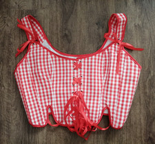 NIEDLICHE CORSAGE ROT KARIERT  Dirndl Oktoberfest  Gr.  XL