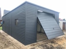 Blechgarage Einzelgarage Fertiggarage, 5X9 m, Pultdach, Lager, Halle