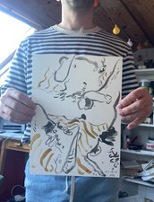 original Gouache Gemälde, Gay