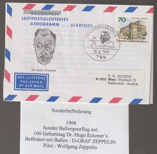 1968 brd aerogramm pfg - aerogramm, zu