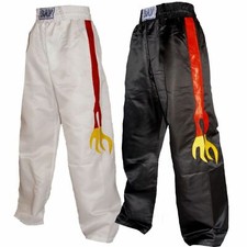 BAY Flame Flammen Kickboxhose Kickbox Hose Kickboxhosen lang schwarz weiß Satin