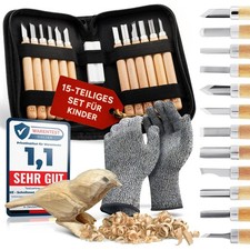 Eli Schnitzset für Kinder  15 x Schnitzmesser Set inkl Handschuhe und Tasche