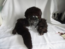 Nerz Pelz  STOLA Schal und passende Kappe Mütze Mink Vintage