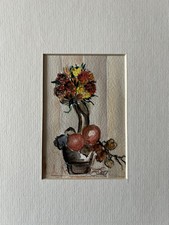 Aquarellgemälde Vase Äpfel