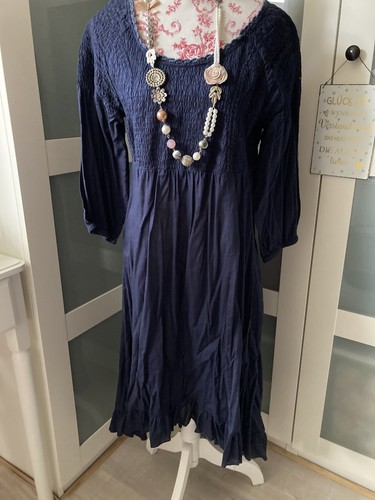 Cream kleid blau - kleid, 38