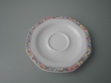 Untertasse eckig mit geblümter Rand Ingres Weiss Form  Marienbad