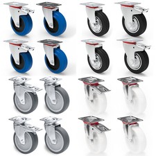 Transportrollen Set 4 x Lenkrollen Bockrollen Vollgummi Schwerlastrollen Möbel 