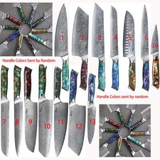 TURWHO Küchenmesser Japan VG10 Damaskus Stahl Santoku Kochmesser mit Harz Griff