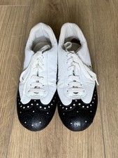 du Mark Sport Golfschuhe Retro Budapester Leder Schwarz Weiß 36