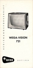 WEGA VISION 721 TV Fernseher Bedienungsvorschrift 11cm x 21cm Faltblatt sehr alt