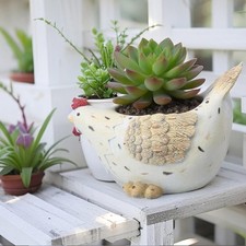 Henne Blumentopf Pflanze Container Harz Figur Display Huhn Statue Pflanzer