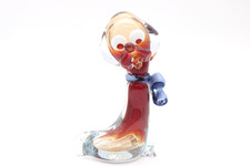 Murano Glas Figur Hund / Dackel Form Italien 60er / 70er bunt Vintage H 18 cm