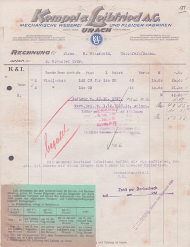 Rechnung kempel leibfried ag - kempel, u