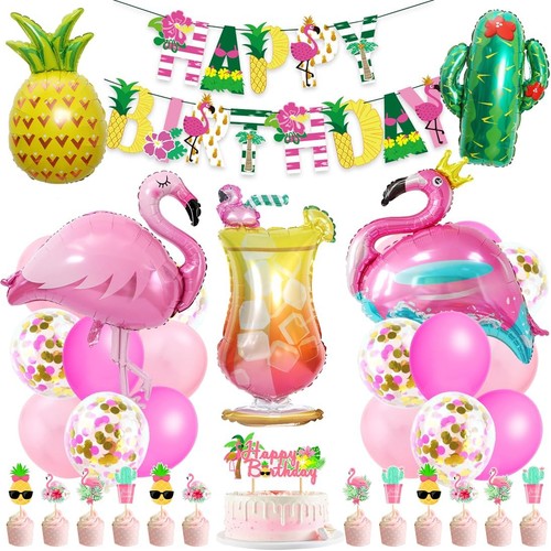 Hawaii party deko set - party, flamingo
