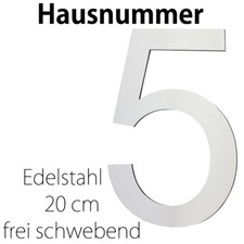 Edelstahl Hausnummer 20 cm Hausnummernschild Hausnummer 5 Schild Gross 2D V2Aox