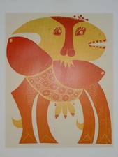 Honigkuh - HAP Grieshaber - Farb-Holzschnitt Hertenstein Abstrakte Tiere 1968