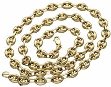 Klassische Bohnenkette Halskette 57cm 7mm DICK 585 14K ECHT GOLD NEU Kaffebohne