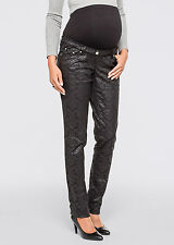 Umstandsmode Jeans Schwarz mit Motiv Umstandsmoden Hose Damenjeans Umstands Mode